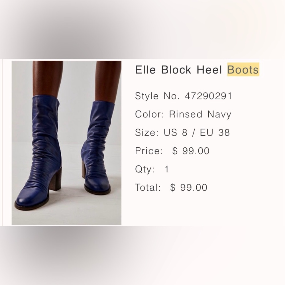 Elle Rinsed Navy Heeled Boots